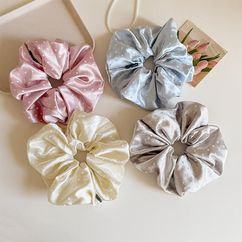 Premium Satin Polka Dot Scrunchie - Soft Silk-Feel Hair Tie for Healthy Hair