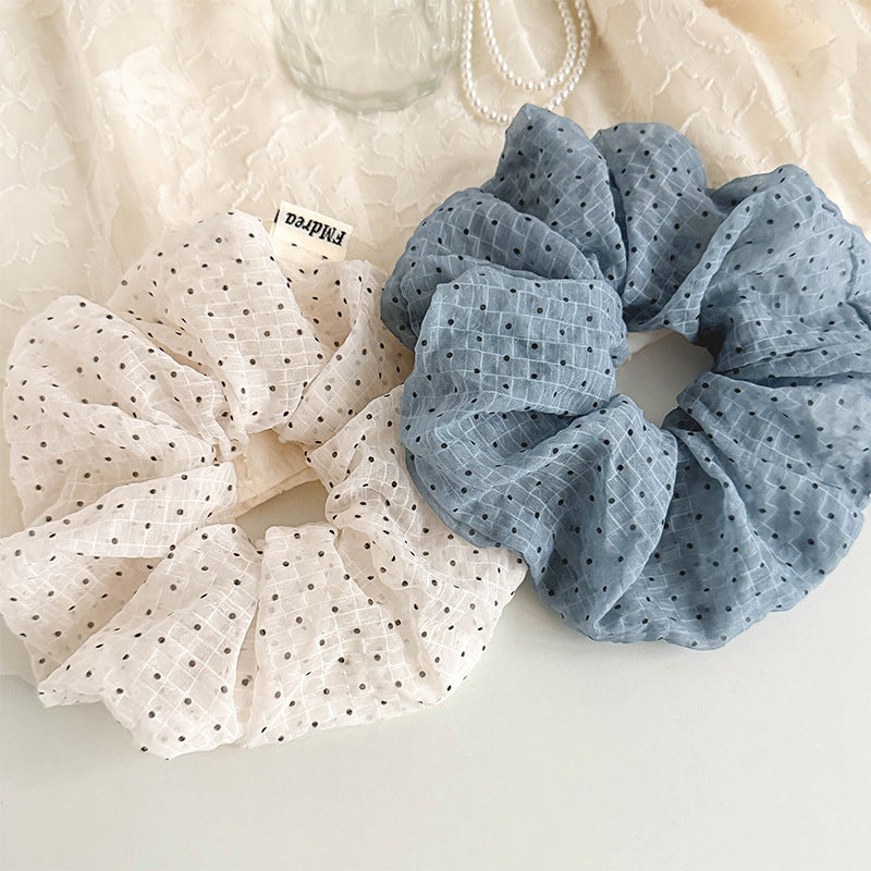 Romantic Tulle Hair Tie - Sheer Grid & Polka Dot Pattern Accessory