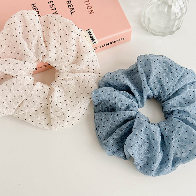 Romantic Tulle Hair Tie - Sheer Grid & Polka Dot Pattern Accessory