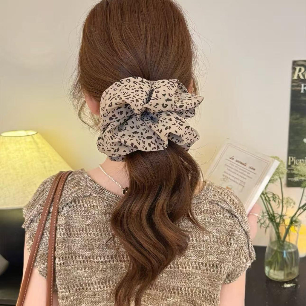 Animal Print Hair Tie - Aesthetic Leopard Scrunchie for Thick Hair
