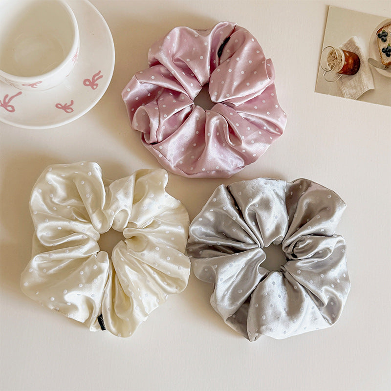Premium Satin Polka Dot Scrunchie - Soft Silk-Feel Hair Tie for Healthy Hair
