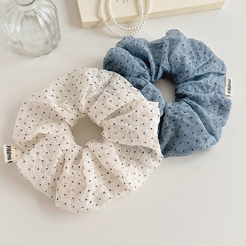Romantic Tulle Hair Tie - Sheer Grid & Polka Dot Pattern Accessory