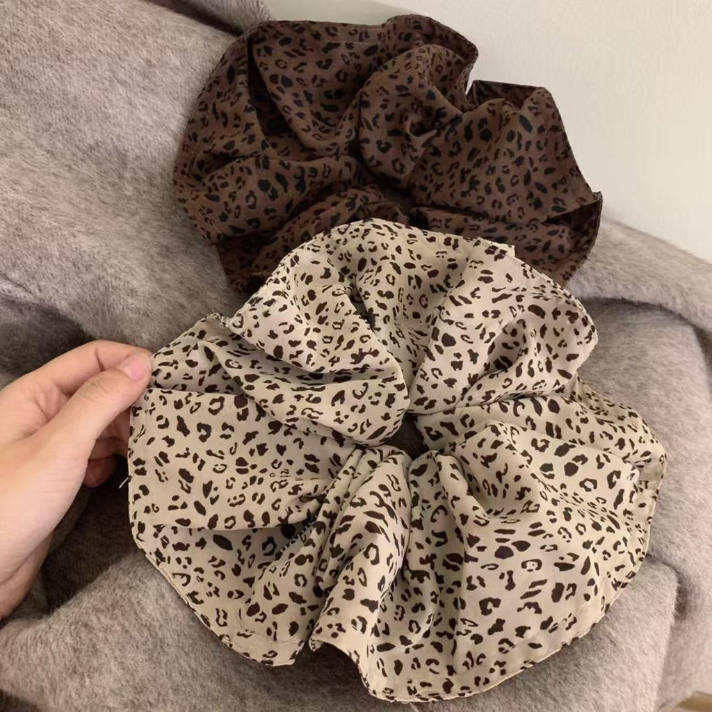 Animal Print Hair Tie - Aesthetic Leopard Scrunchie for Thick Hair