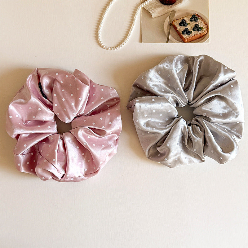 Premium Satin Polka Dot Scrunchie - Soft Silk-Feel Hair Tie for Healthy Hair