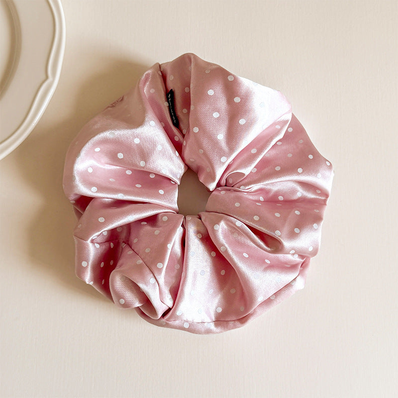 Premium Satin Polka Dot Scrunchie - Soft Silk-Feel Hair Tie for Healthy Hair