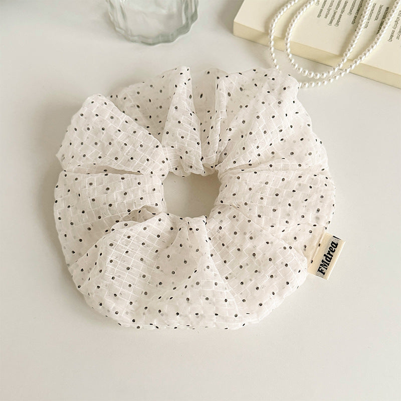 Romantic Tulle Hair Tie - Sheer Grid & Polka Dot Pattern Accessory