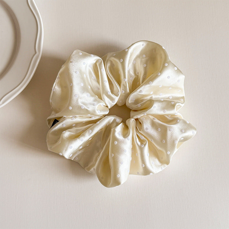 Premium Satin Polka Dot Scrunchie - Soft Silk-Feel Hair Tie for Healthy Hair